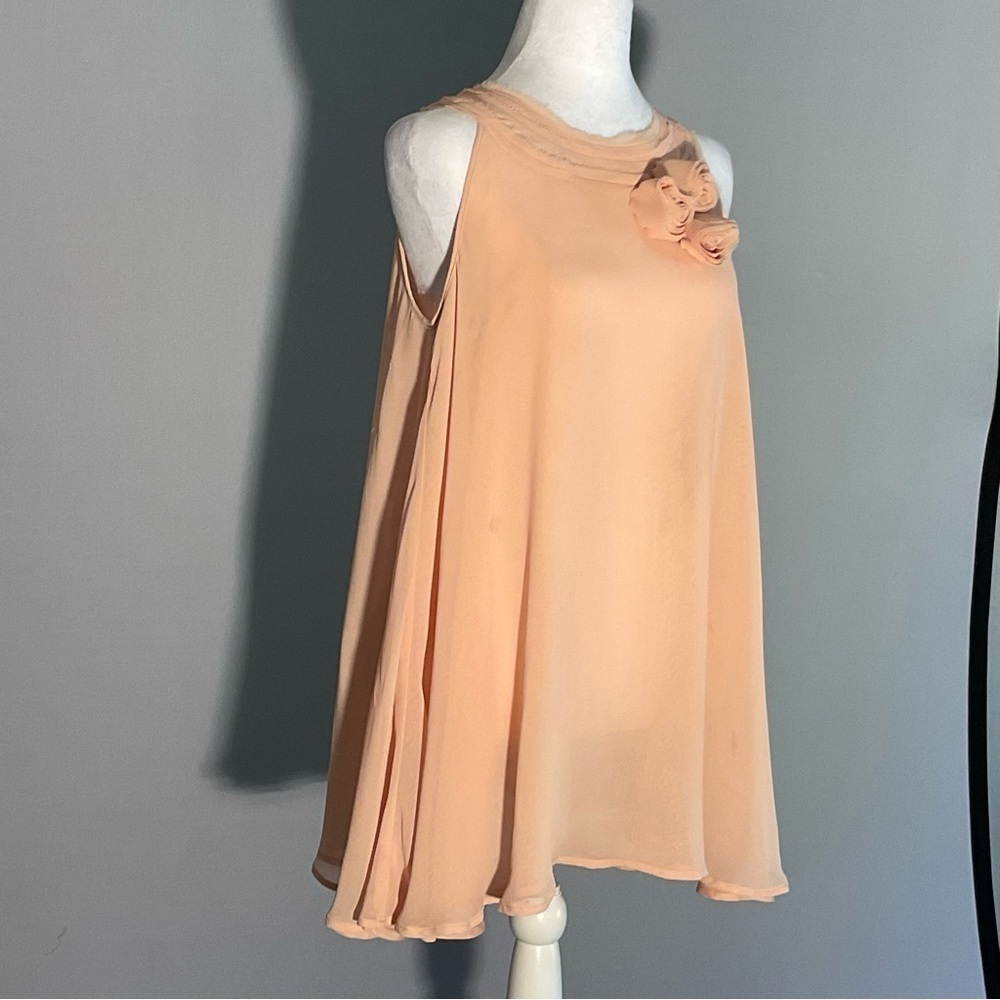 Twelve by Twelve Los Angeles Blush Chiffon Floral Appliqué Blouse Size S - Picture 12 of 16